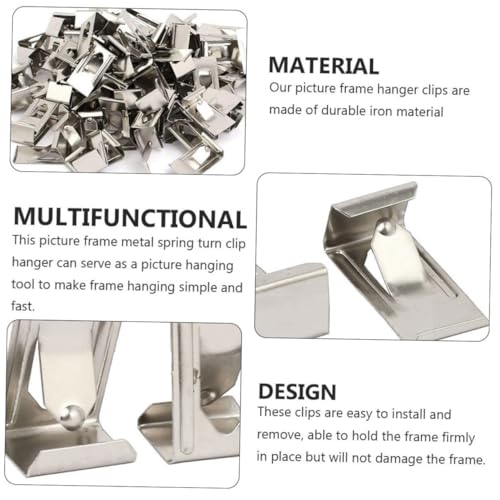 Image of Uonlytech 60pcs Photo Frame Clips Metal Material Sturdy Hooks for Picture Hanging