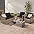 KROFEM 4 Pieces Patio Conversation Set, Outside Rattan Sectional Sofa, Cushioned Furniture Set, Wicker Sofa Ideal for Garden, Porch, Backyard, Natural Color Rattan and Black Cushion