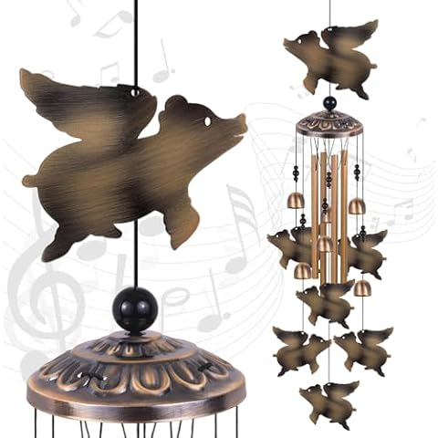 Bronze Flying Pigs Wind Chimes for Home Cover