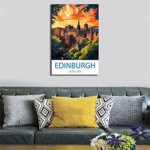 Impression sur toile d'Édimbourg 50x75 décoration murale rétro Écosse - 4