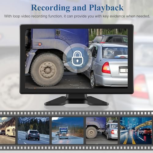 Image of 10.1 inch 1080P Wired Backup Camera System Kit, Color Night Vision Touch Screen DVR Recording Waterproof 4 Split Screen Rear Side View Camera for Truck RV Trailer Semi Box Truck Bus