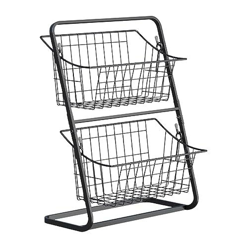 Cesta De Frutas De 2 Niveles, Organizador De Encimera De Cocina De Metal Resistente, Cestas De Almacenamiento De Frutas Y Verduras De Gran Capacidad para Baño, Balcón, Sala De Estar Y Cocina