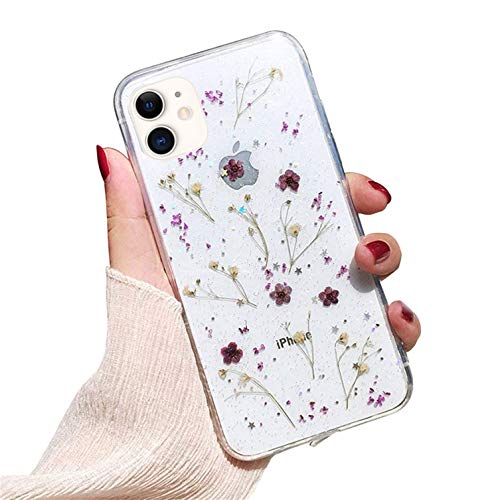 Hülle iPhone 11 Pro, iPhone 11 Pro Schutzhülle Soft Flex Silikon Case Ultradünn Getrocknete Blume Handyhülle Gel TPU Bumper Schutz Tasche