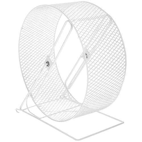 VILLCASE Hamster Toys Rat Cage Accessories Rat Wheel Hamster Running Wheel, Wire Mesh Hamster/Gerbil Wheel Toy with Rack for Small Animals ? White? 26 ? Silent Hamster Wheel Ferret Toy Hamster Cages