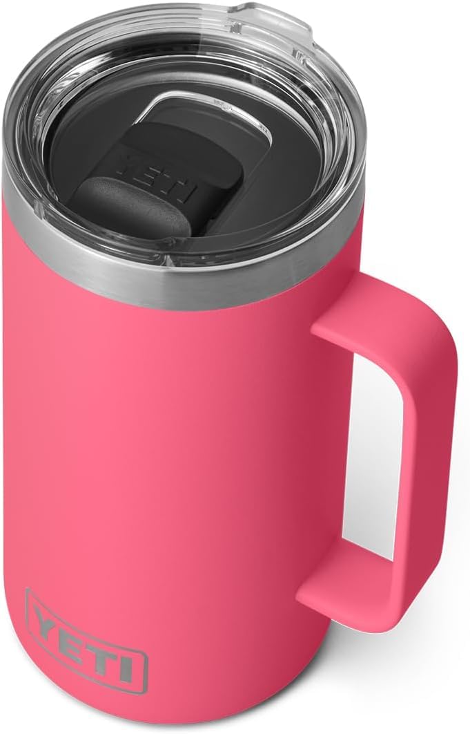 YETI Rambler Mug, Vacuum Insulated Stainless Steel Mug with Magslider Lid, Tropical Pink, 24 oz (709 ml), 24 oz (710 ml)