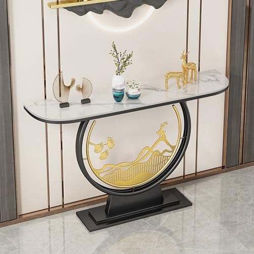 Mesa de sofá para salón y pasillos luminosos con diseño vanguardista en color blanco
