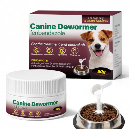 Canine Dewormer for Dogs (fenbendazole) 50 g Easy-to-Measure Food Mix-in Simple Routine Support for Dogs 6 Weeks and Older