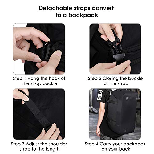 Hynes Eagle 50L Duffel Backpack 4 Way Travel Backpack Sports Duffel Bag, Black