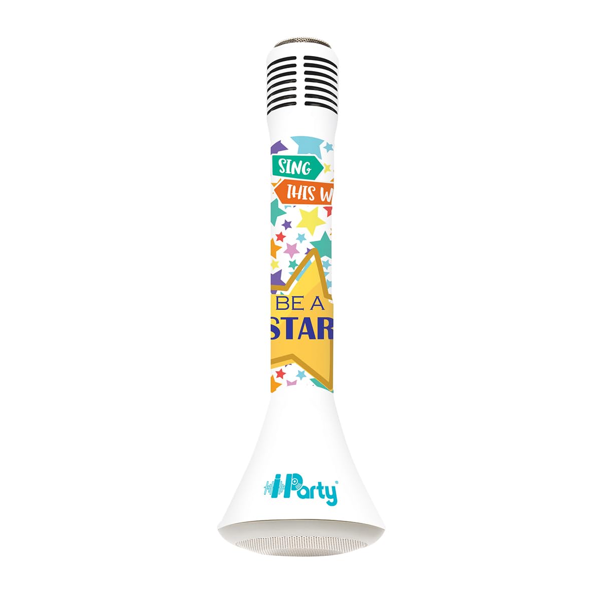 LEXIBOOK iParty Karaoké Micro Star Bluetooth® with Voice changer function, Microphone for singing, Built-in light speaker 5W, micro SD slot, White/Blue, MIC210LXB