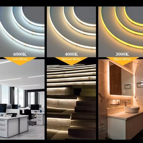 Image of Nortek Tisya 10 Meter Runs On 24V Warm White Cob Led Strip Lights Power Rated 12W /M 480 Led Light Per Meter LED Lights for Home, Bedroom, Living Room, TV, Diwali