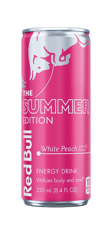 Red BullWhite Peach Summer Edition Energy Drink, with 80mg Caffeine plus Taurine & B Vitamins, 8.4 Fl Oz Can