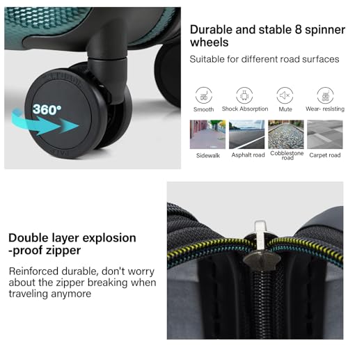 Image of Hanke Expandable Hard Shell Luggage Sets 2 piece Carry on Luggage with Wheels Suitcases Lightweight Checked Travel Luggage Rolling Large Suitcase Travel Luggage Bag Woman Men 20 /29 IN(Blackish Green)