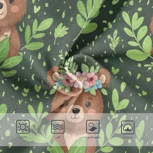 Cute Brown Bears Green Undies for Toddler Girls, Girl Panties, 2T–8 Years3