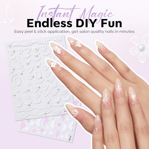 Pegatinas para uñas 3D con diseño floral elegante miniatura 5