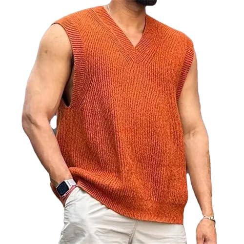 Dcvmvmn Men V Neck Loose Casual Sweater Male Knitwear Sleeveless Streetwear Vest All Match Daily Solid Pullover