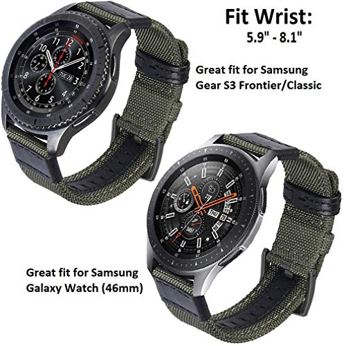 Olytop Galaxy Watch 3 Band 45Mm/46Mm Bands/Gear S3 Frontier Bands - Olytop 22Mm Quick Release Premium Nylon With Leather Strap Wrist Band For Samsung Gear S3 Frontier / Classic Smartwatch - Army Green #TOP1