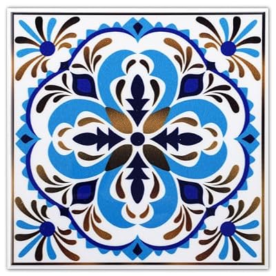 DICOFUN 32 Moroccan Tile Peel and Stick Backsplash, 6" x 6" Waterproof Mandala Stick on Wall Tiles (Style 1)