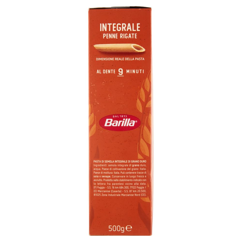 20 pastas integrales Barilla Penne Rigate Integrali integrali de grano integral, 500 g + Polpa italiana Gourmet 400 g