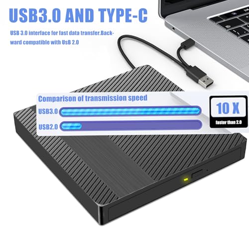 External Blu-ray Drives DVD/CD/BD Burner For Laptop USB 3.0 Portable BD CD DVD Reader Writer Player 3D Optical Drive Disc Duplicators Compatible with Laptop Desktop PC Windows Mac Pro MacBook Linux - Thumbnail 4