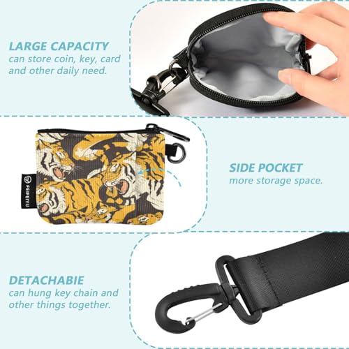 Tigers French Art Women's Wallets Card Cases Minimalist Money Organizers with Zipper Pocket for Ladies 2 Packs monedero y tarjetero para Mujer3