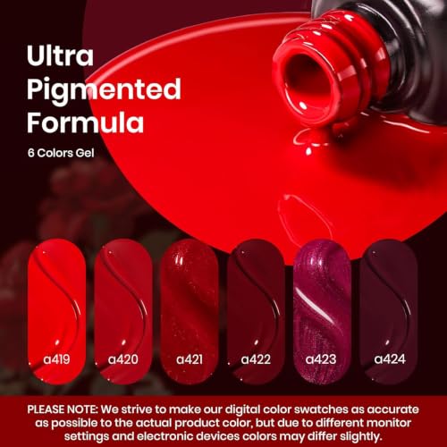 Image of Beetles Red Gel Polish Set, 6 Colors Nail Gel Polish Popular Jelly Shimmer