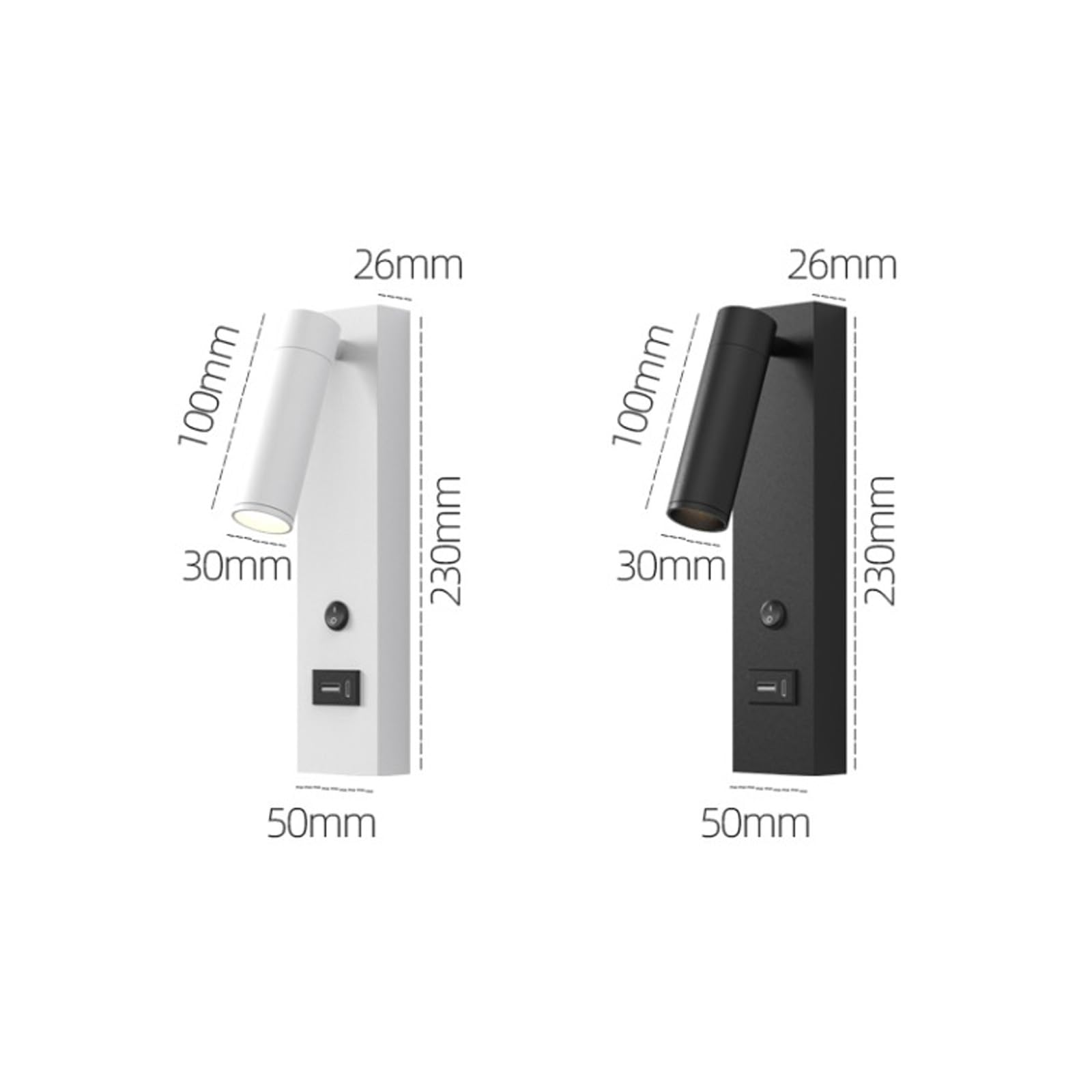 lampa ścienna LED lampa ścienna lampki do czytania kinkiet ścienny z portami USB oświetlenie ścienne z przełącznikami obrót o 350° + 90° regulowany do salonu, sypialni, przedpokoju (czarny, ciepłe