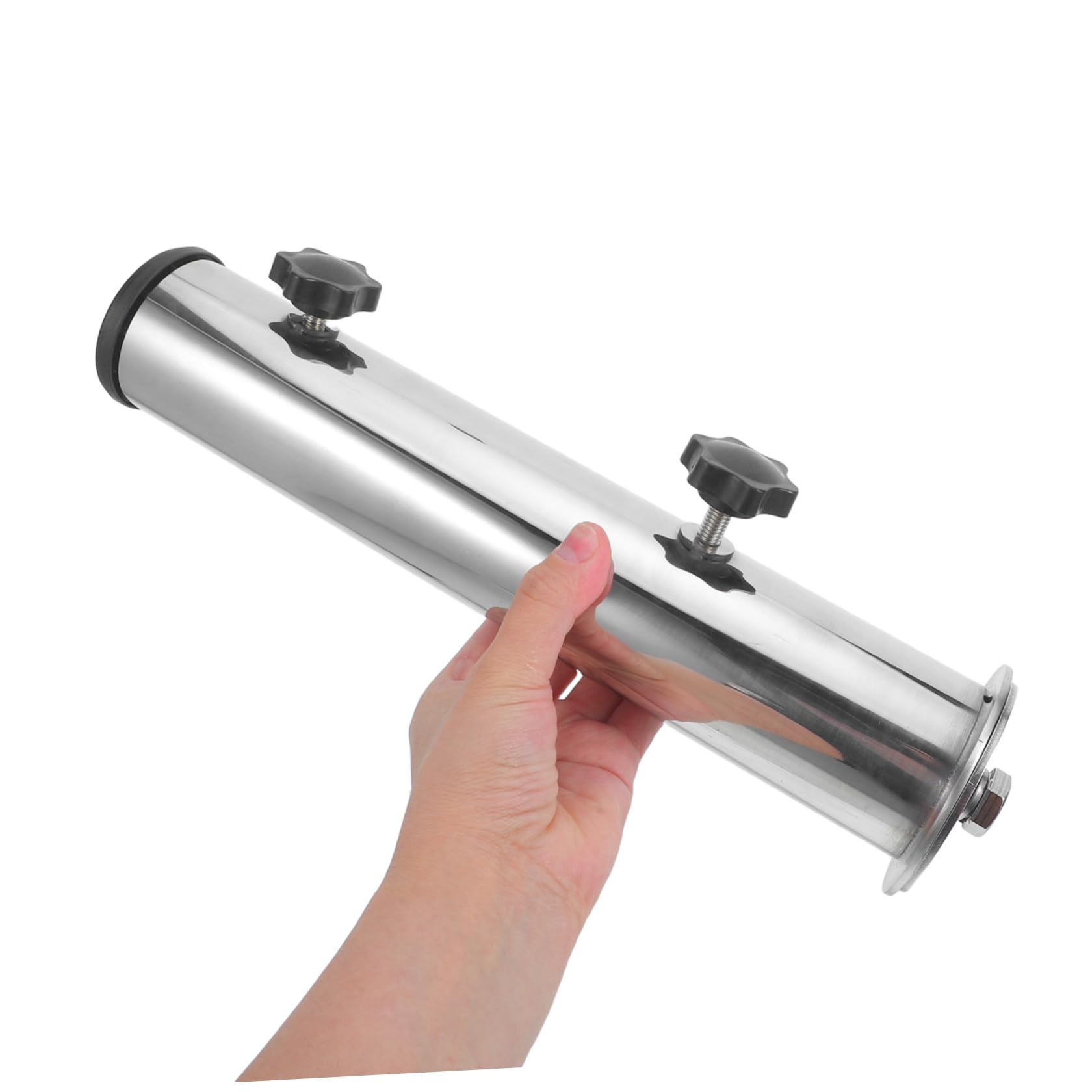 Luxshiny Portaombrellone da Esterno Fisso in Acciaio Inox Argento | Supporto Regolabile Tubo Metallico, Abs, Struttura Stabile per Tavoli e Aree All’aperto