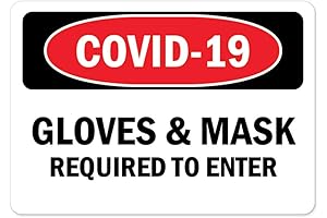 COVID-19 Notice Sign: Mask & Gloves Required to Enter