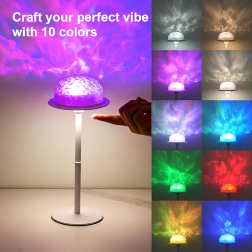 Image of ELEPHANTBOAT Shower Lamp Waterproof Bathroom Light with Ocean Wave Projector Rechargeable Touch and Remote Control for Shower and Bathtub