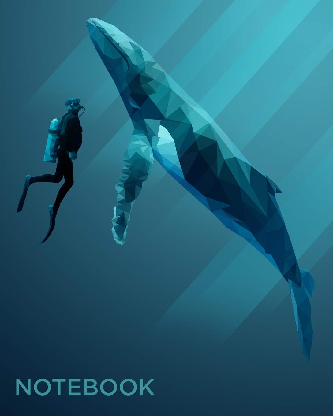 Notebook: Gift for Scuba Diver or Ocean Lover - Scuba Diving Journal or School Composition Book with Picture of Diver with Whale with Geometric Design - Blank Lined College Ruled Notebook