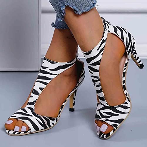 Womens Sandals Fashion Heels, Women'S Sexy High Heel Sandals Open Toe Pointed Party Sandals, Summer Dressy Low Heel Sandals Hollowed Out Comfortable2