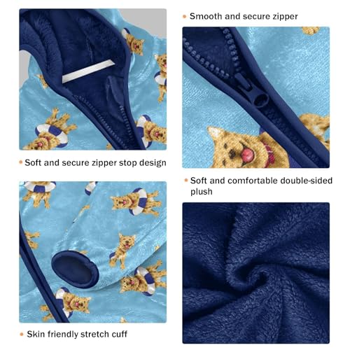 Golden Retriever Dog Toddler Fleece Jacket Baby Boys Hooded Zipper Long Sleeve Thick Warm Outerwear 3-10 Years3