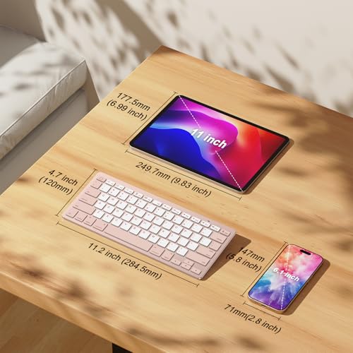 Image of OMOTON Bluetooth Keyboard Compatible with iPad A16 11th 10th Generation, iPad 10.2 (9th /8th /7th), iPad Pro 13 /12.9 /11 inch, iPad Air /Mini and More iOS Devices, Pink & Pearl White