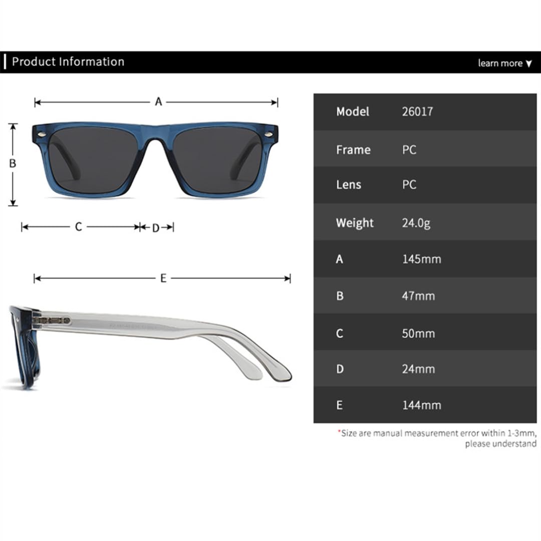 Gafas de sol polarizadas con montura de calidad para hombre y mujer, protección UV400, color negro y gris, estilo clásico unisex.