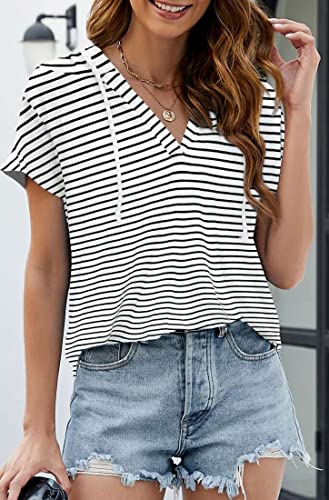 Image of Womens Long Sleeve V Neck Hoodie Sweatshirts Lightweight Pullover Tops