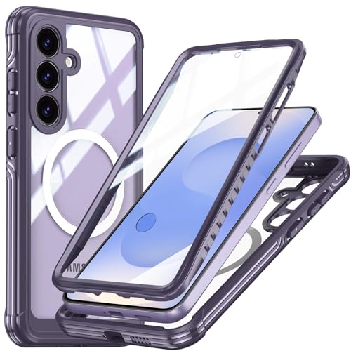 Coque Samsung S25 Plus intégrale résistant aux rayures avec protection d'écran violette