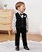 YALLET Baby Boy Clothes Suit 0-18 Months Infant Boy Gentleman Outfits, Dress Shirt+Bowtie+Vest+Pants Set Wedding Party Suits