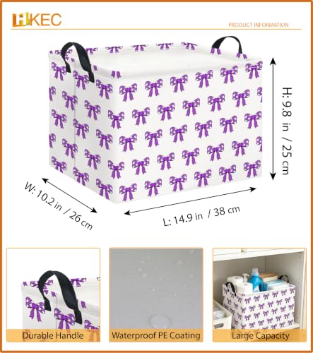 Image of Rectangle Storage Basket,Gift Basket for Halloween,Room Decor(Purple Bow Halloween)