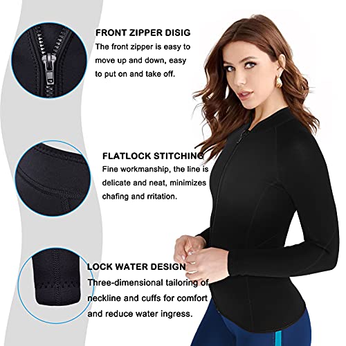Chaqueta de neopreno para mujer 3mm y pantalones 2mm, manga larga, para natación, surfing, buceo y snorkel, talla M miniatura 7