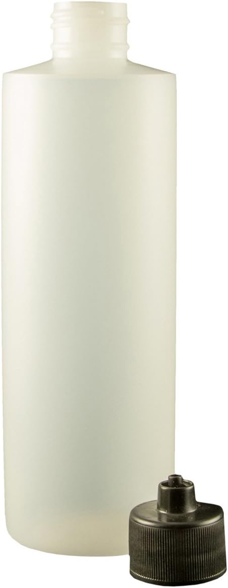 JG8.0BC Black 8 oz Cylinder Bottle & Cap Kit Bag of 10