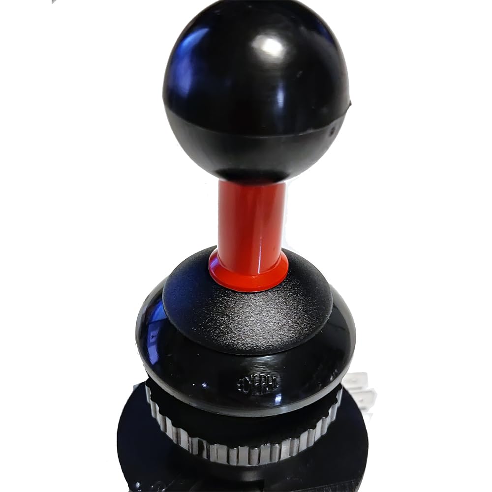 Digitalkey Joystick EDIERRE Mod. 02/P XL con Boccola Filettata Lunga, Montaggio su Plance (Nero_Rosso)
