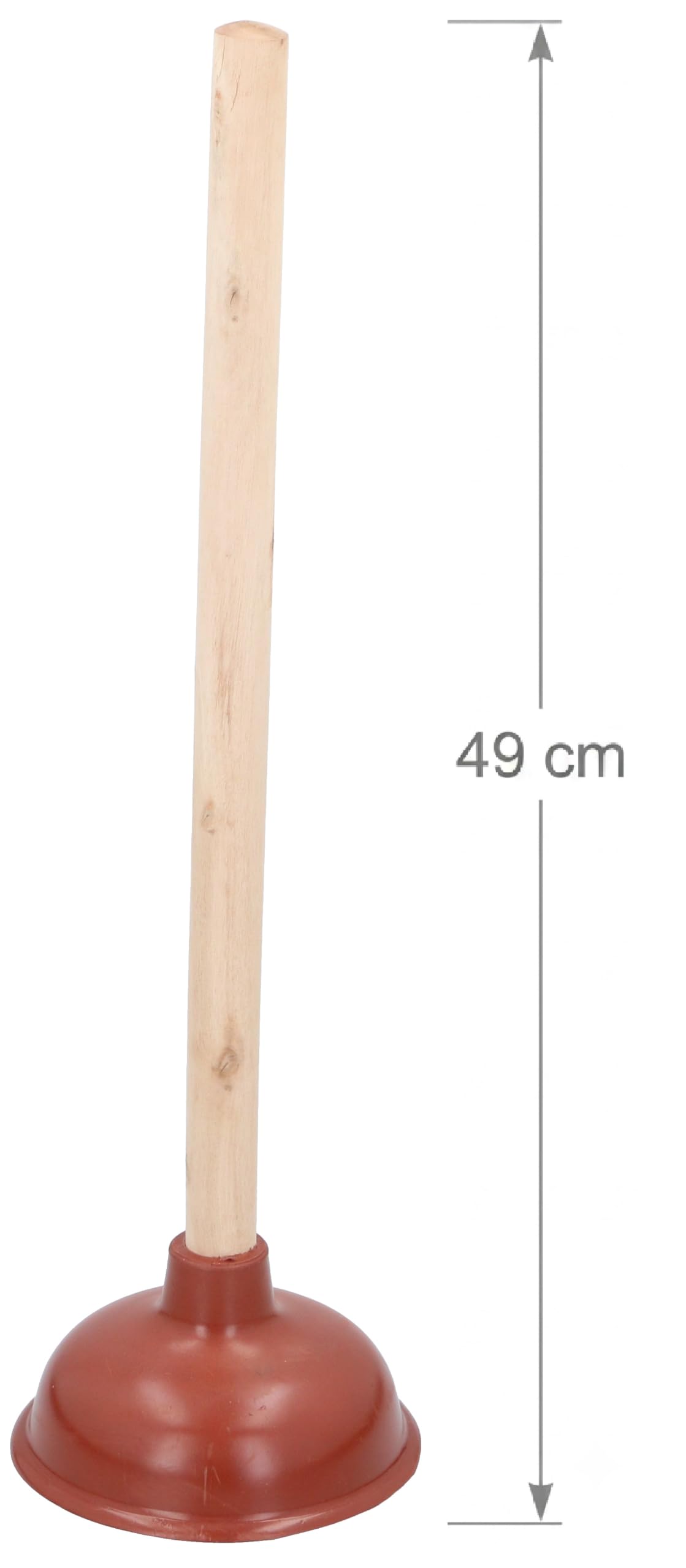 Bambelaa! Pümpel 140mm Pömpel Abfluss WC Saugglocke Dusche Abflußreinigungsgerät Plömpel Plunger Waschbecken Toiletten Pimpel Rohr Verstopfung Abflussreiniger Holz Gummi Langer Stiel Griff ca. 49 cm