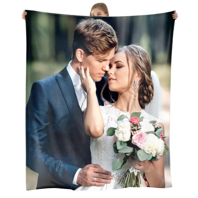 Personalised Blanket,Custom Blanket with Photos Customized Flannel Throw Blanket for Adults Kids,Personalised Gifts for Mum,Dad,Boyfriend,Girlfriend,Best Friends(1PhotoB-76x100cm)