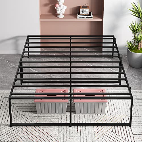 GAOMON Full Size Bed Frame Platform, 14 inch Metal Full Bed Mattress Frame with 3 in 1 Steel Support, No Box Spring Needed Easy to Assemble Black Bed Platform - Full