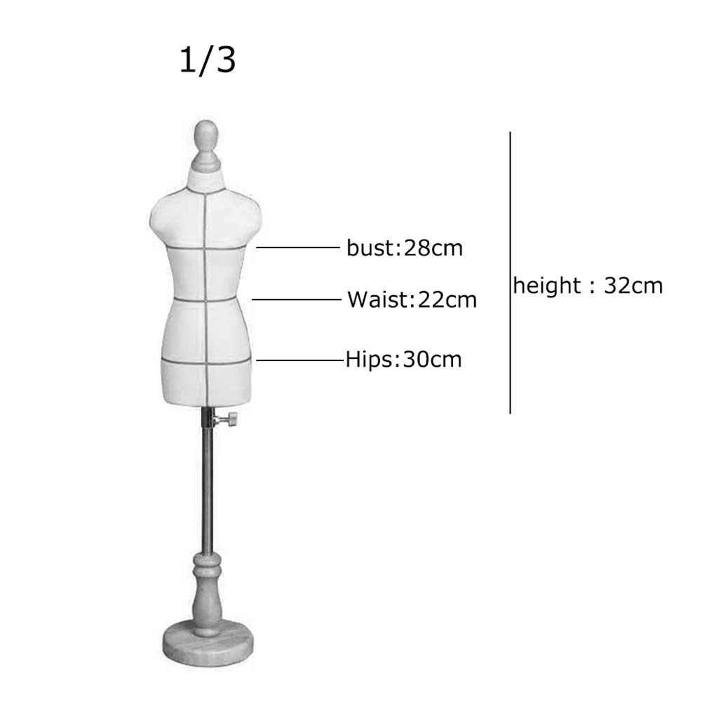 Schneiderpuppen Schneiderbüste Kleiner Schneider-Dummy-Weibchen, Mini-Puppen-Kleid-Form-Formular-Schaufensterpuppe-Kleidermännchen Manikins Dekoration Puppenhauszubehör, Einstellbare Höhe