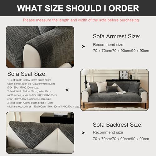 Upgrade Milchsamt Superweiche Sofa Überzug L Form U 1/2/3/4 Sitzer Couch Überzug Ecksofa, Sofabezug Set Universelle Rutschfeste Sofaschoner SofaÜberwurf Schutzdecke für Wohnzimmer(Dunkelgrau 90*180cm)