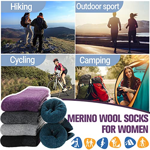 Anlisim Merino Wandersocken für Damen 5 Paare Warme Wollsocken Thermosocken Dick Wolle Wintersocken Atmungsaktiv Arbeitssocken Sportsocken Outdoor Socken – Bild 8