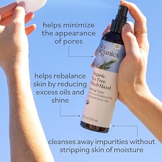 Sky Organics Organic Tea Tree & Witch Hazel for Face, Purifying Facial Toner to Hydrate, Soothe, Cleanse and Balance Blemish-Prone Skin, Helps Minimize The Appearance of Pores, 8 fl oz