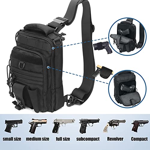 Larkoo Concealed Carry Dual Double Pistol Holster Sling Bag Single Shoulder Chest Backpack Pack For Hunting Shooting Hiking (Black) #TOP1