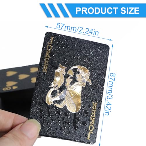 1 Pcs Plastikspielkarten, Kartenspiele, wasserfeste Spielkarten, Geschenk Partyspiel Spielkarten (Schwarzes vergoldetes Quadratmodell) – Bild 3